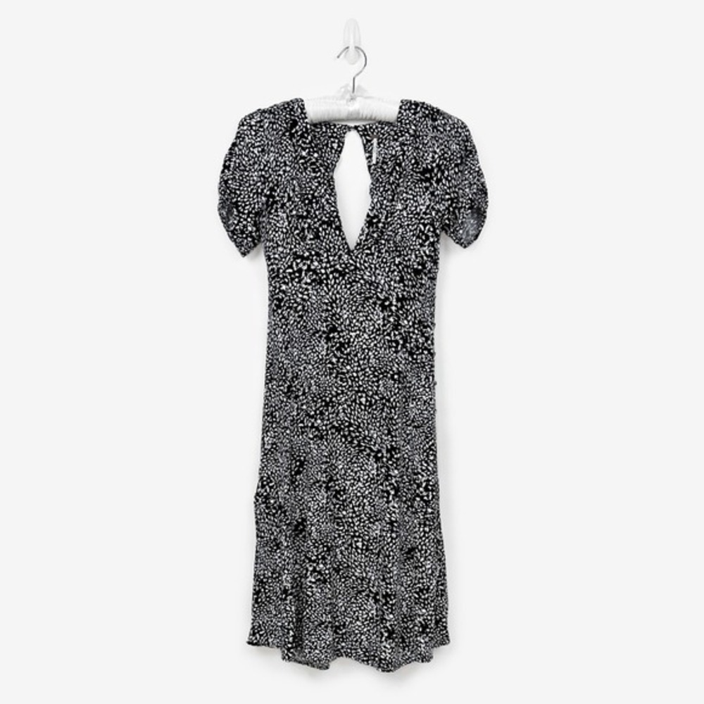 Free‎ People Looking For Love Midi Dress Size 2 Black White Boho European Summer